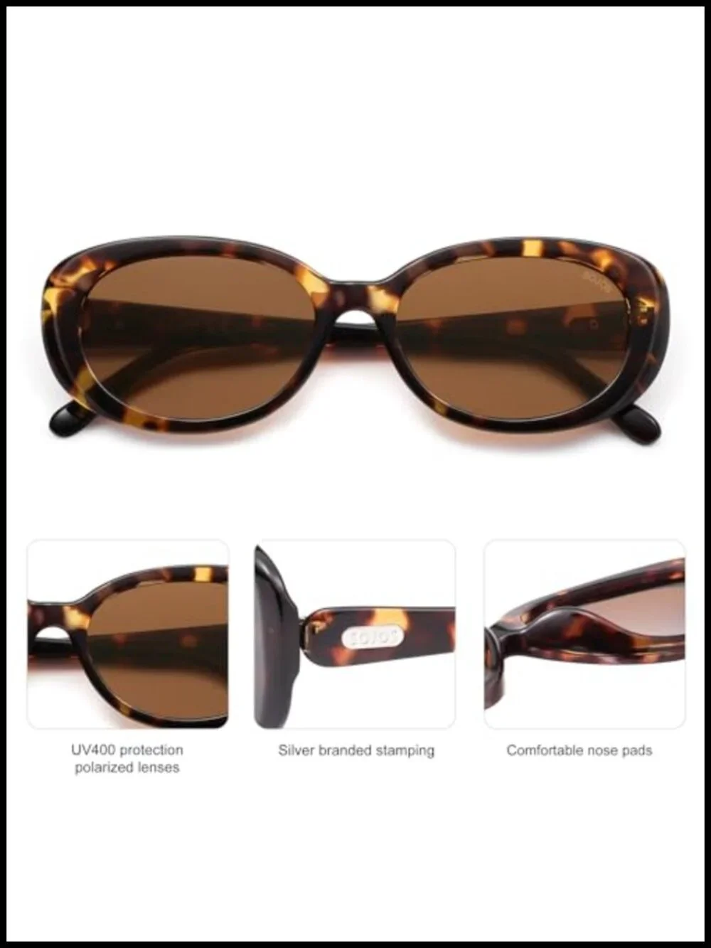 Retro Oval Polarized Sunglasses with UV400 TAC Lenses